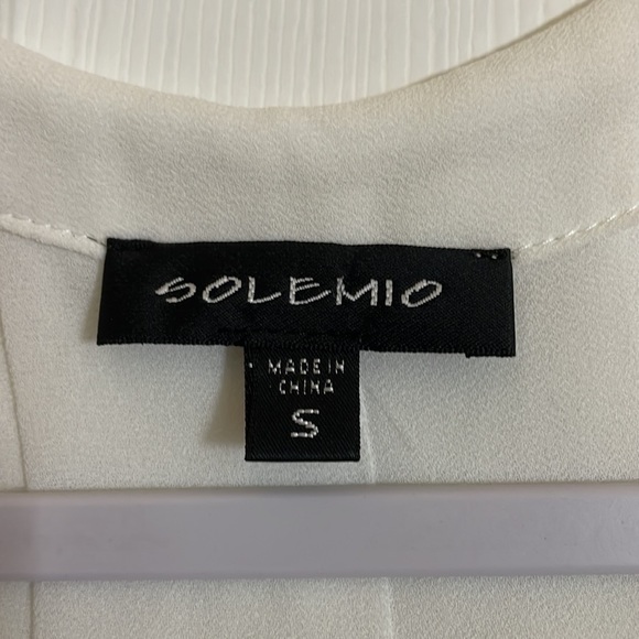 SOLEMIO White Mini Dress with Deep V-neck - Small - Picture 7 of 8